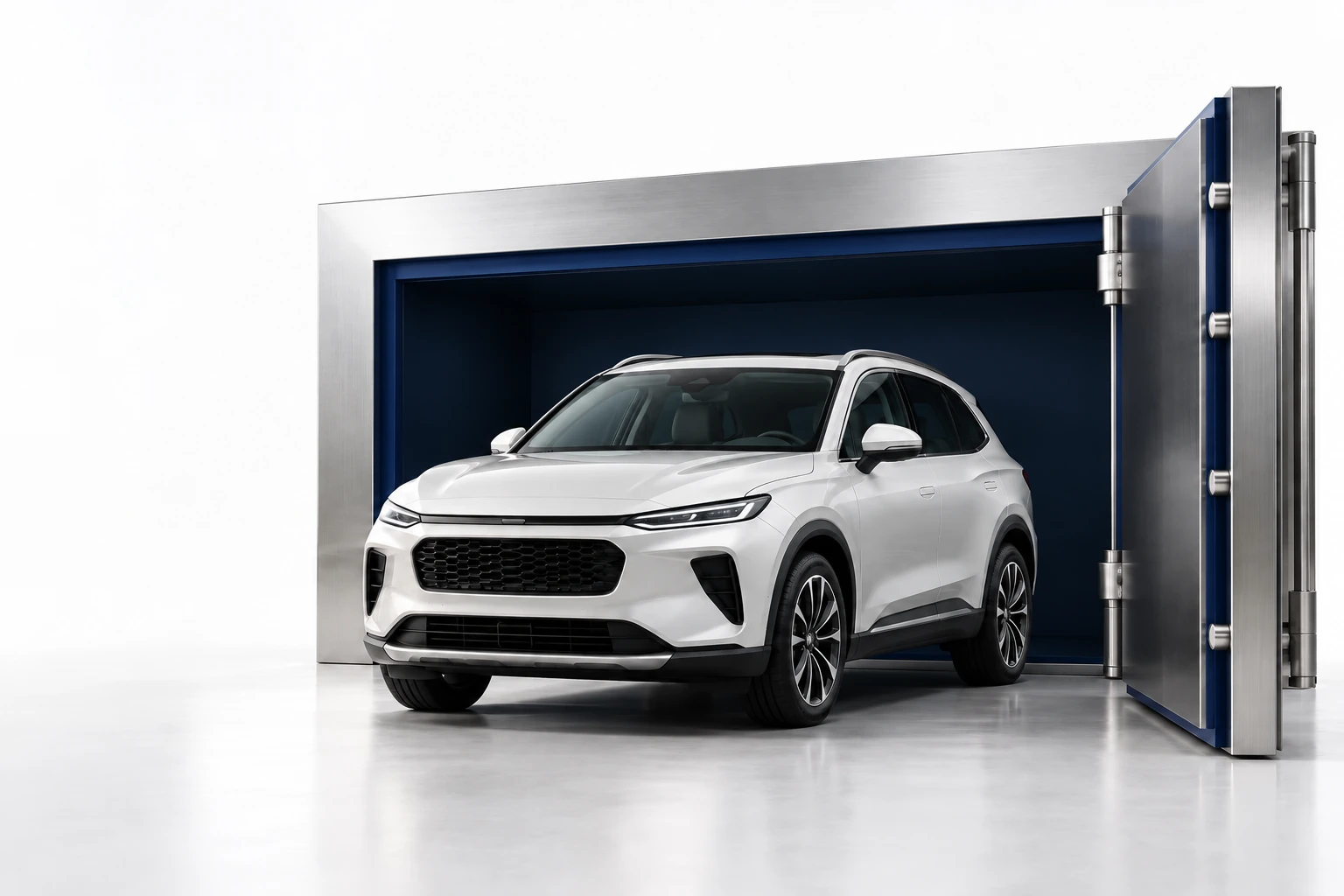 Conceptual illustration of a vehicle protected by a silver vault.